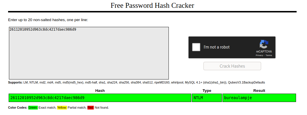 Crack the NT Hash for User